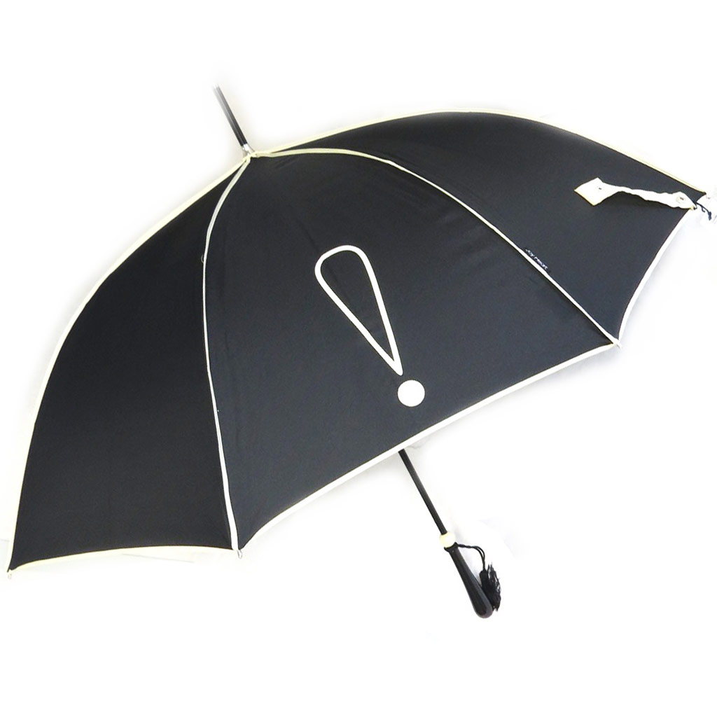m9822 parapluie canne noir blanc exclamation